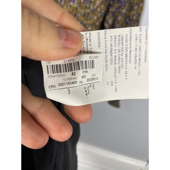 Boss, Hugo Boss, Size 10, Black Silk & Cupro Shift Dress, 3/4 Sleeve, Tie Waist - Picture 6 of 9